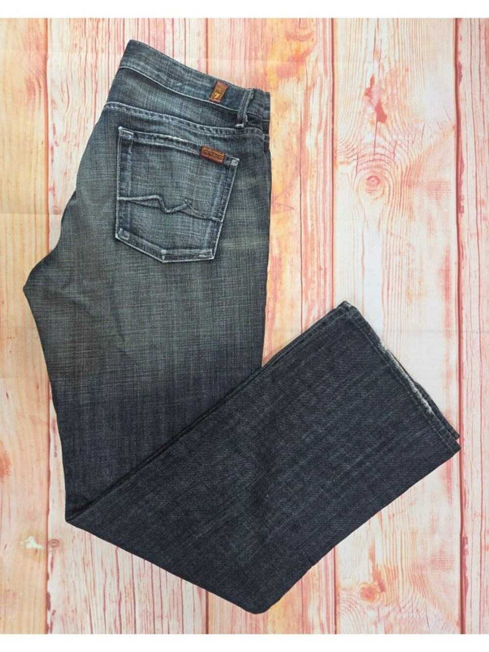 7 For All Mankind Mens Dark Wash Denim Jeans 34 Straight Leg Made In USA